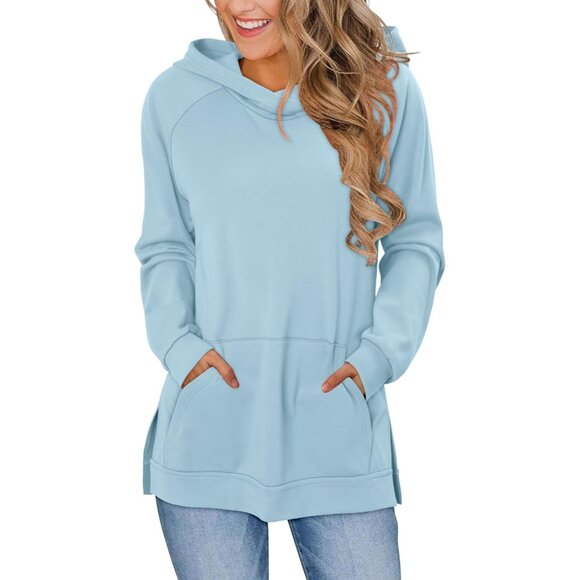 Womens Long Sleeve Hooded Sweatshirt Fleece Pullover Fall Winter Casual - Picture 2 of 5